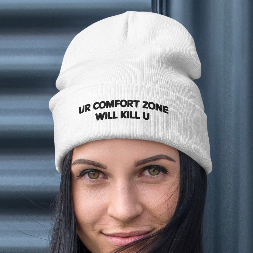 COMFORT ZONE Embroidered Beanie Hat