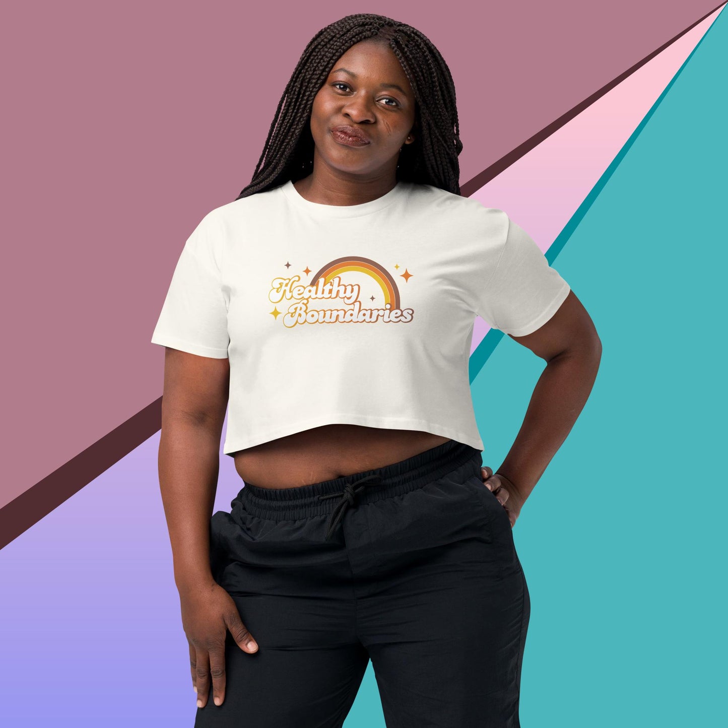 Healthy Boundaries Ecru Crop Top